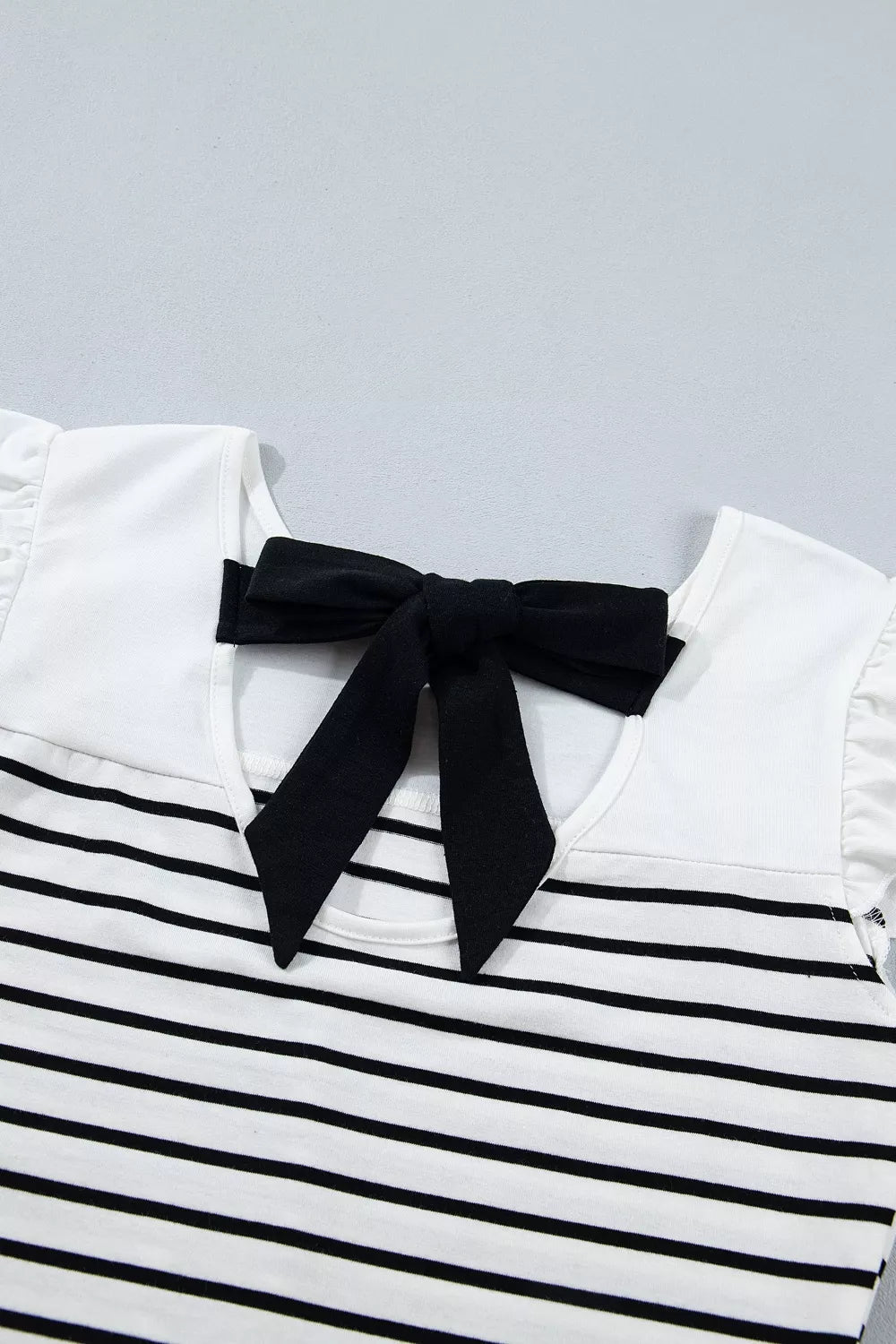 Stripe Contrast Knot Back Ruffle Trim Tank Top