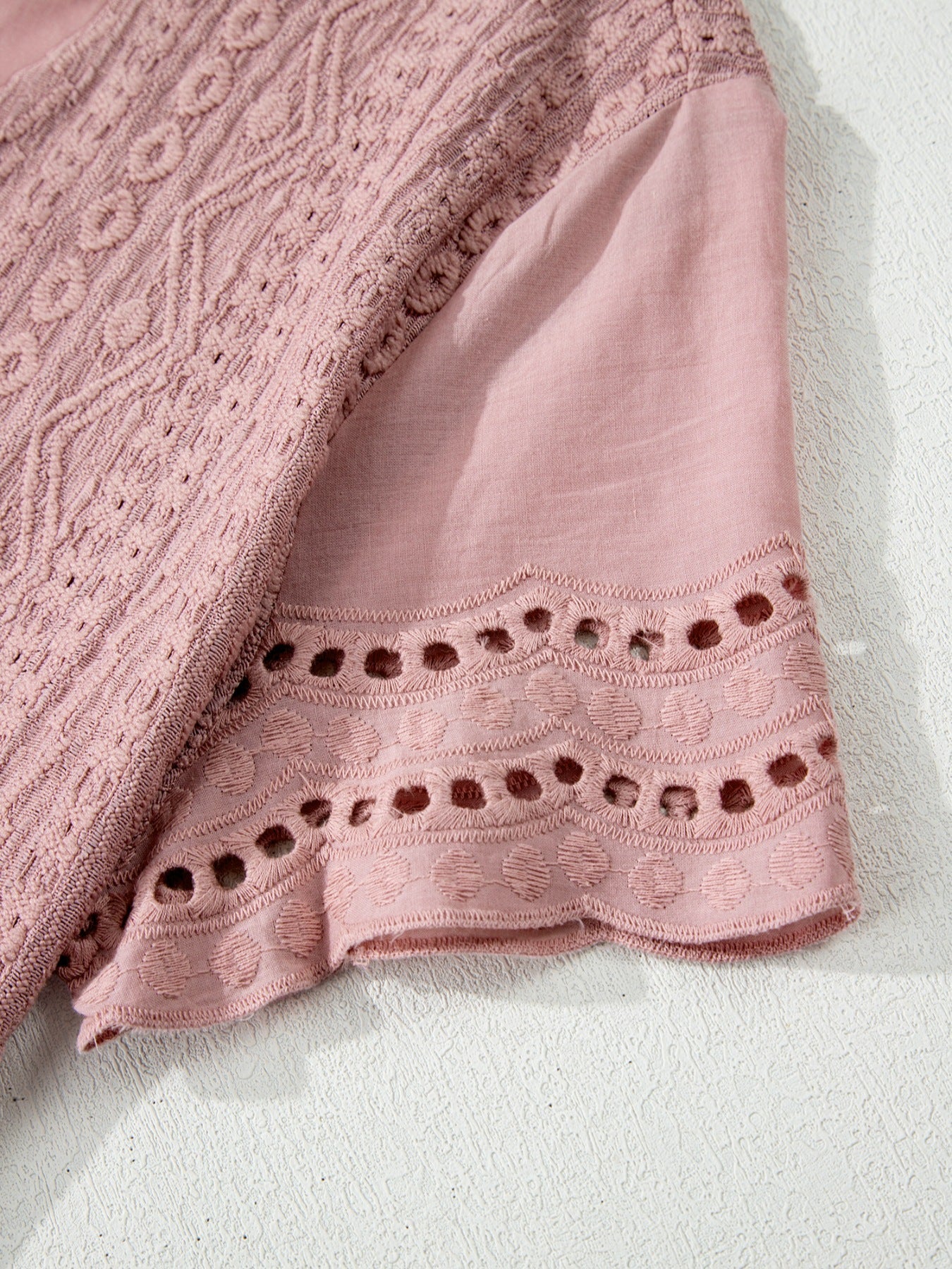 Eyelet Embroidered Short Sleeve Blouse