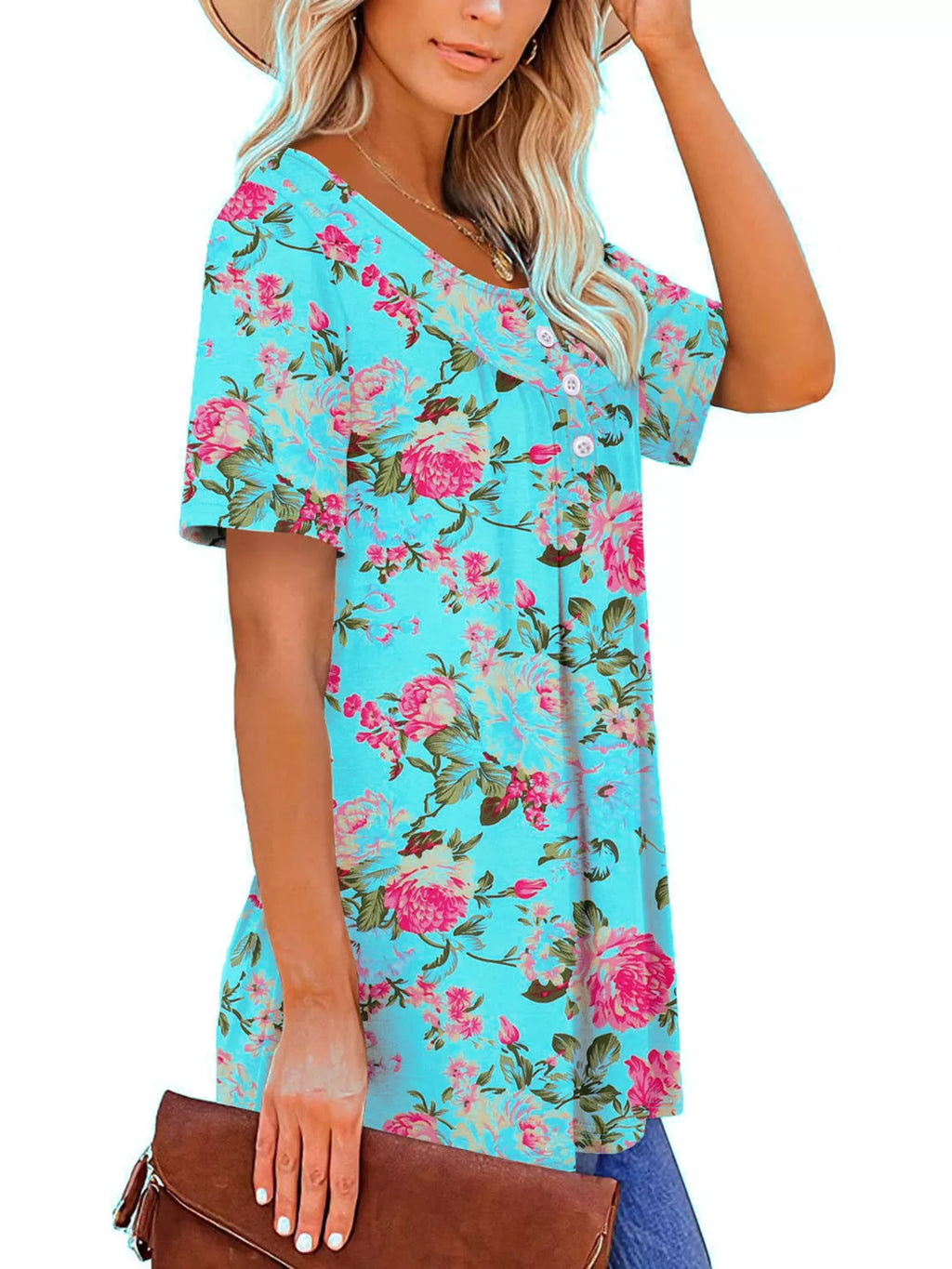 Plus Size Floral Print Short Sleeve T-Shirt