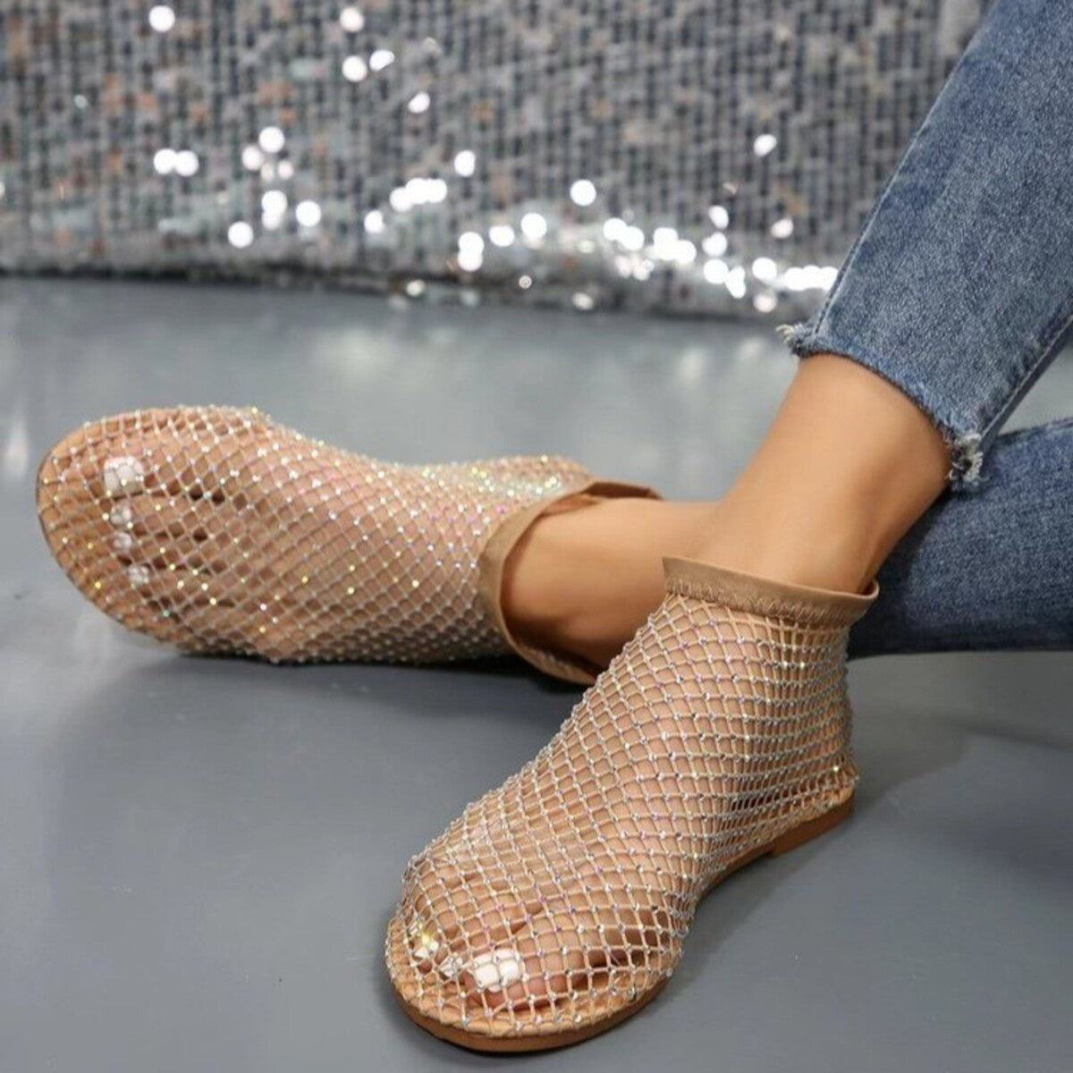 Rhinestone Round Toe Sandals