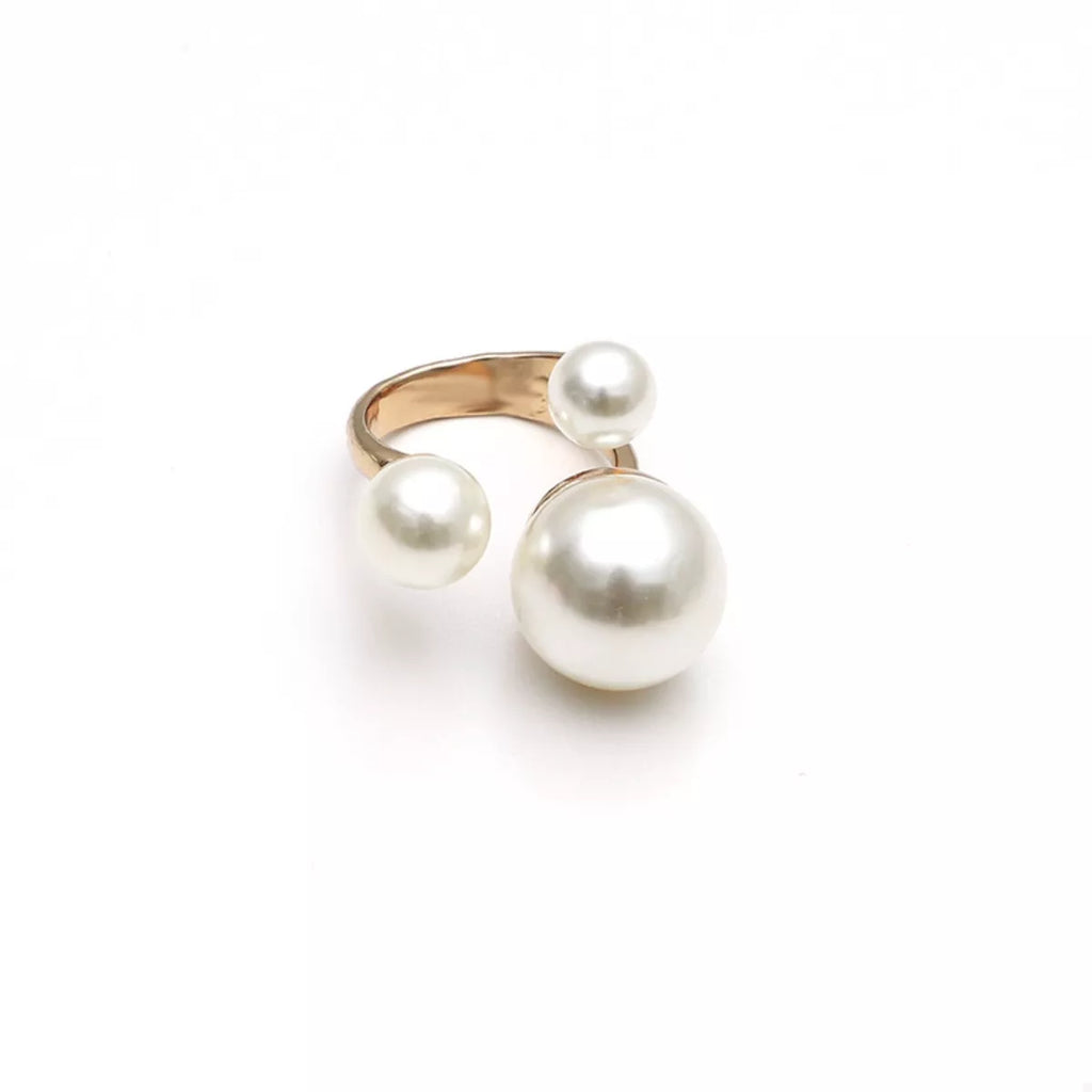 18K Gold-Plated Pearl Open Ring