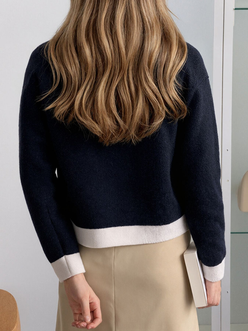 Contrast Trim Button Up Cardigan