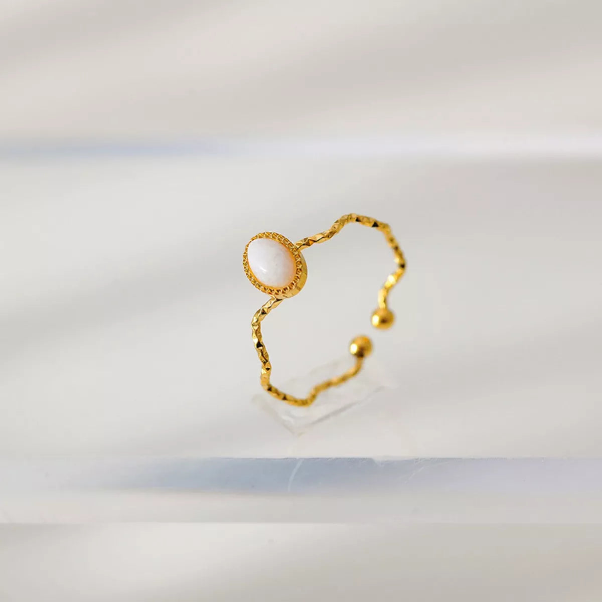 18K Gold-Plated Wave Open Ring