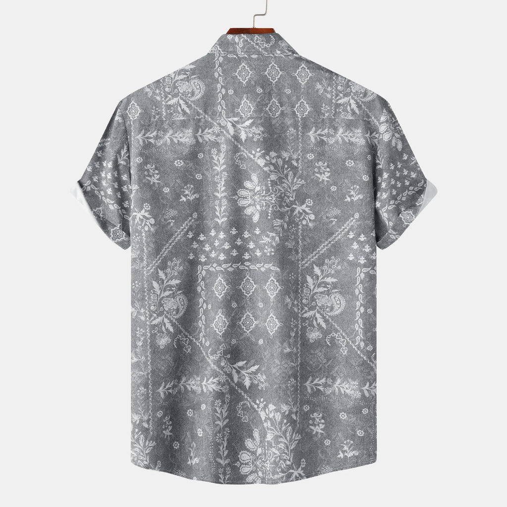 Men's Printed Short Sleeve Button-Up Shirt