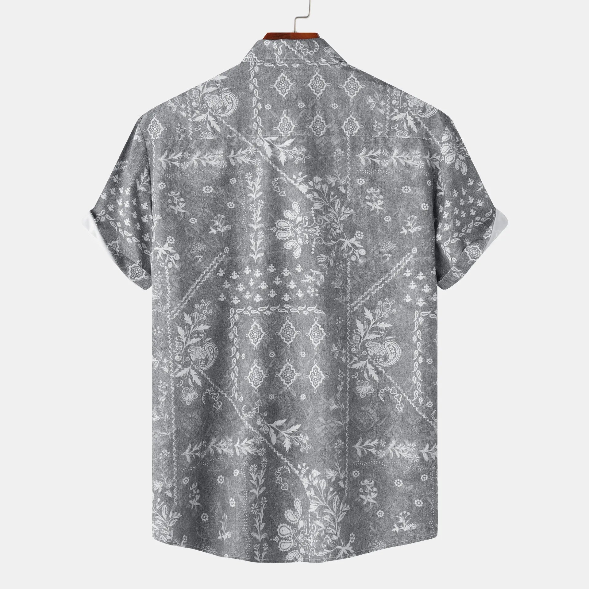 Men's Printed Short Sleeve Button-Up Shirt