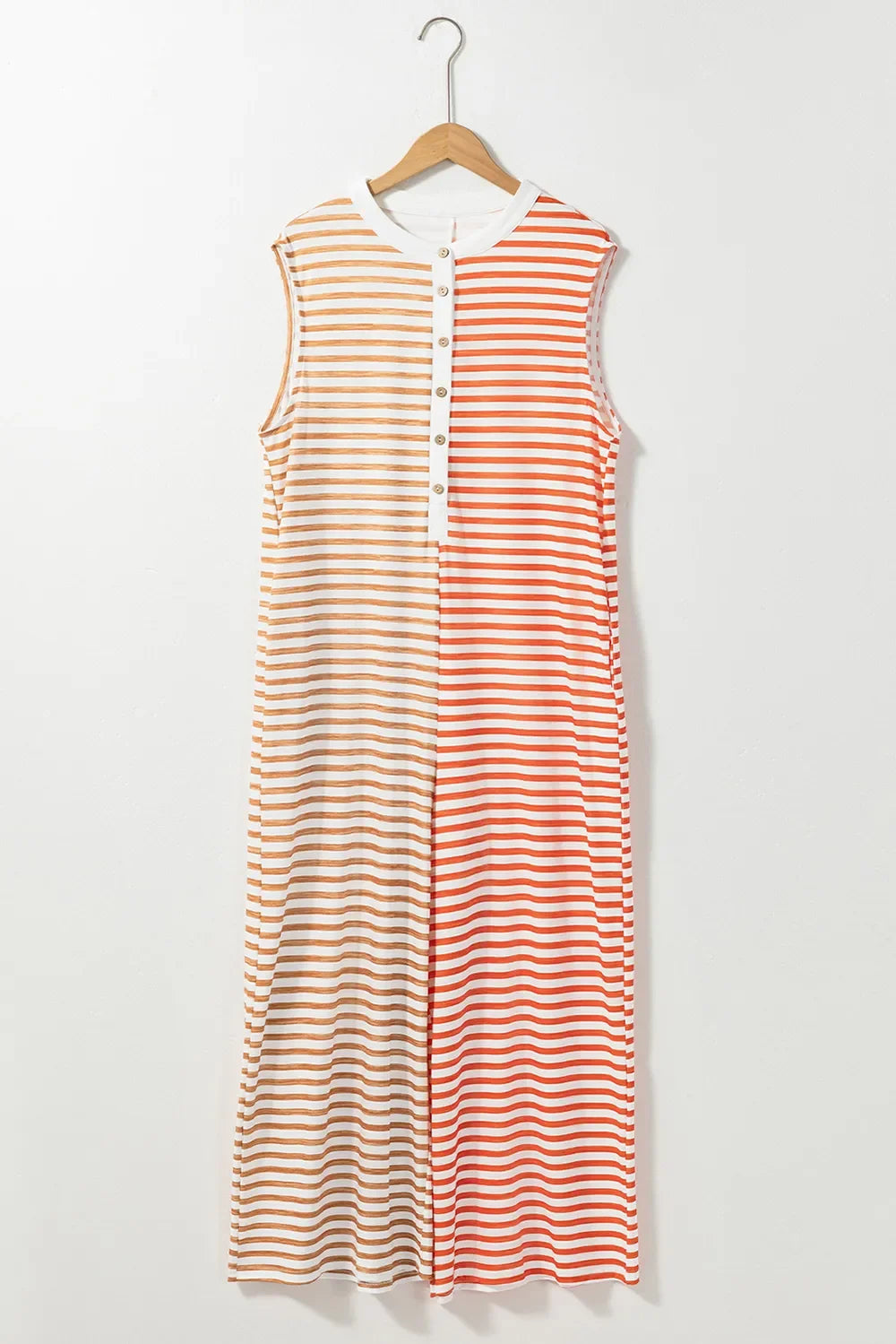 Striped Round Neck Sleeveless Jumpsuit