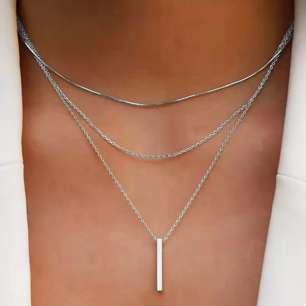 Three Layered Bar Pendant Necklace