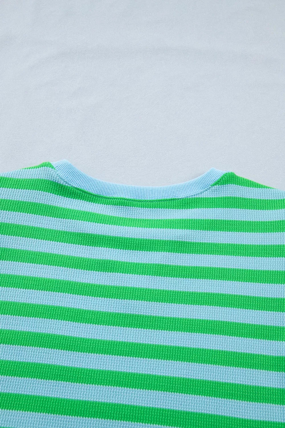Stripe Colorblock Detail Puff Sleeve Top Drawstring Shorts 2pcs Outfit