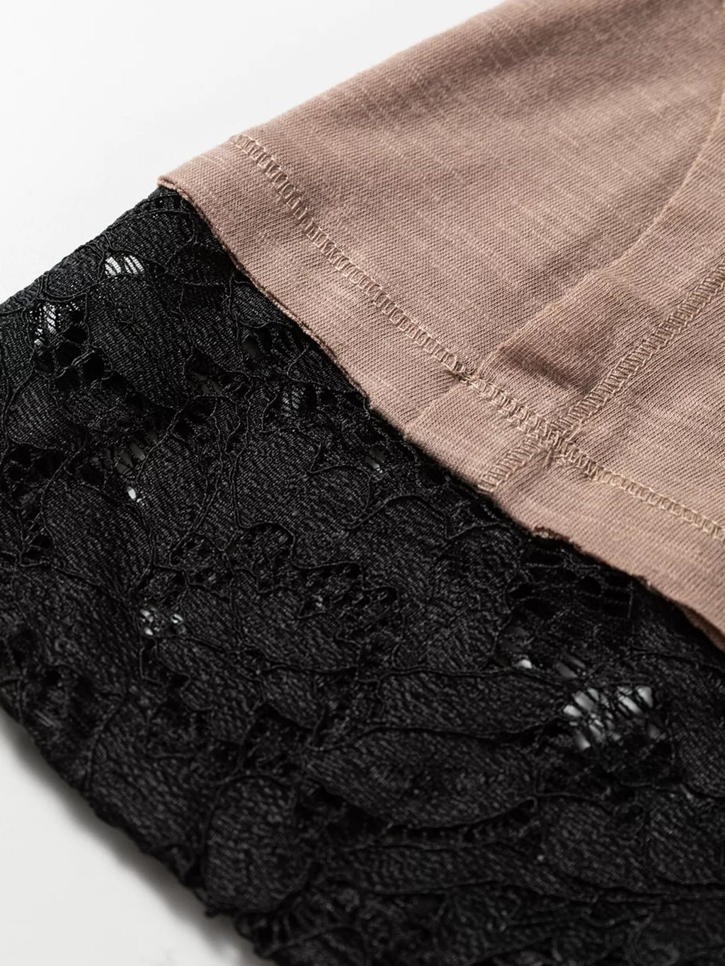 Sheer Lace Patchwork Casual Long Sleeve Tee