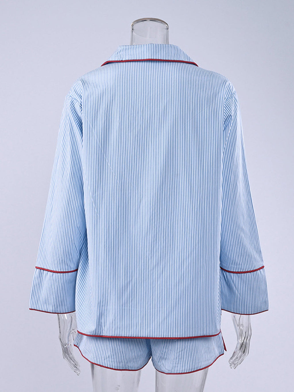 Striped Contrast Trim Top and Shorts Lounge Set