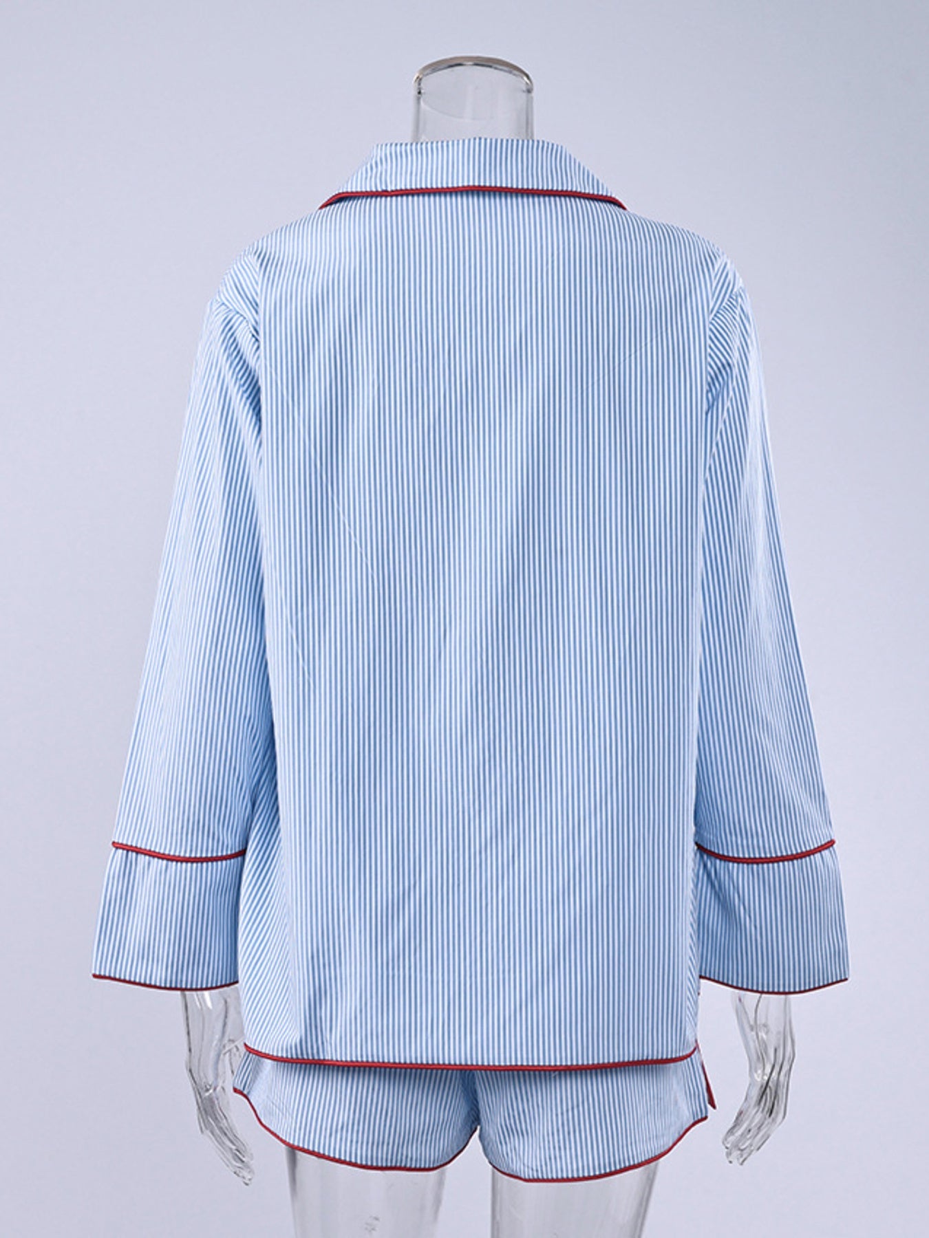 Striped Contrast Trim Top and Shorts Lounge Set