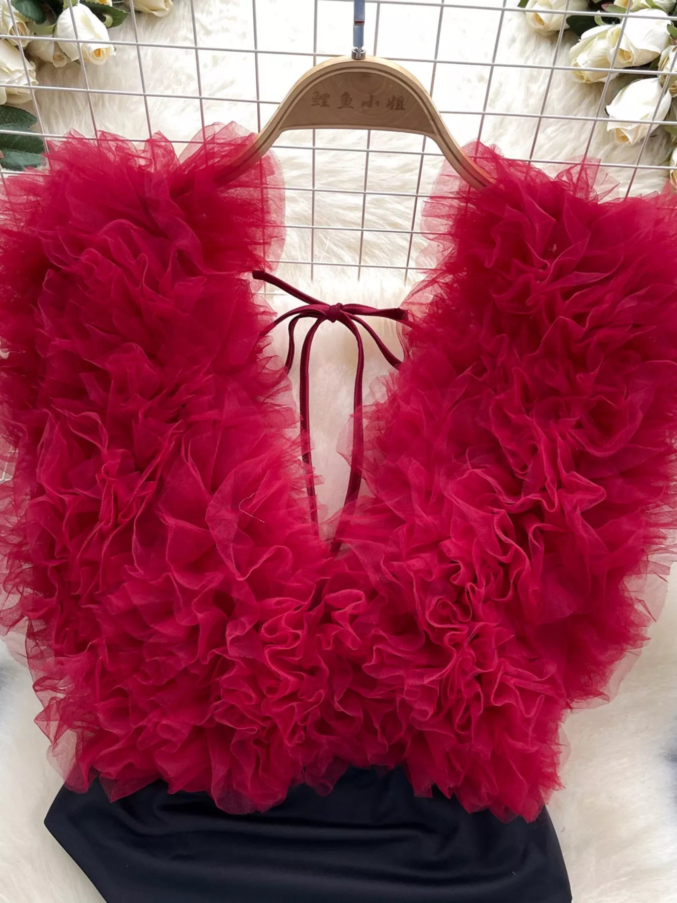 Ruffle Trim Sleeveless Bodysuit