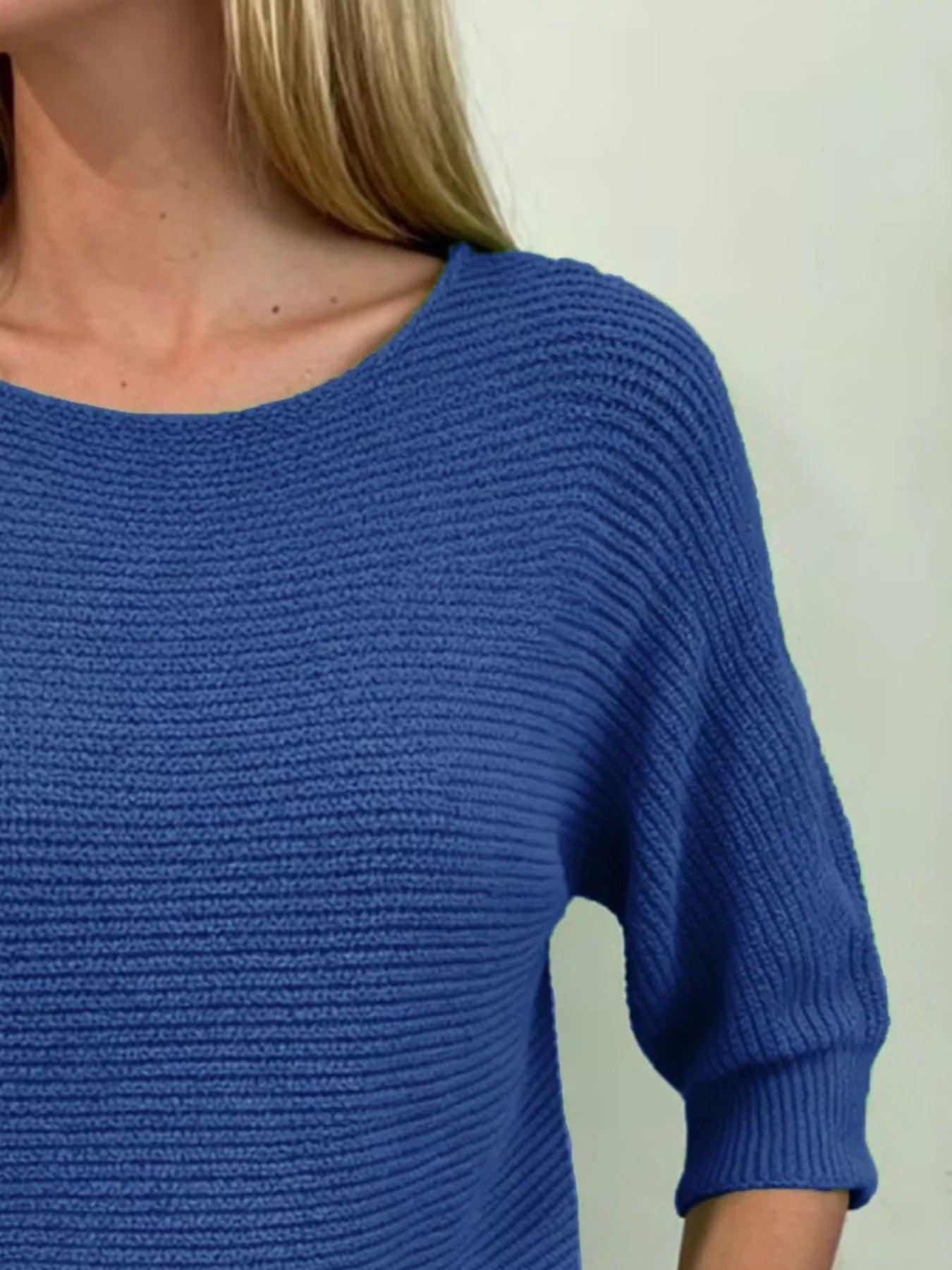 Full Size Ribbed Knit Round Neck Sweater Plus Size