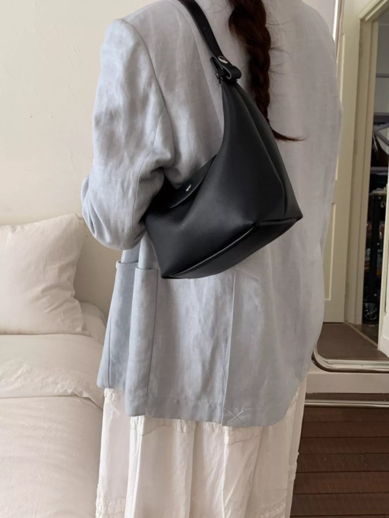 PU Leather Crescent Shoulder Bag