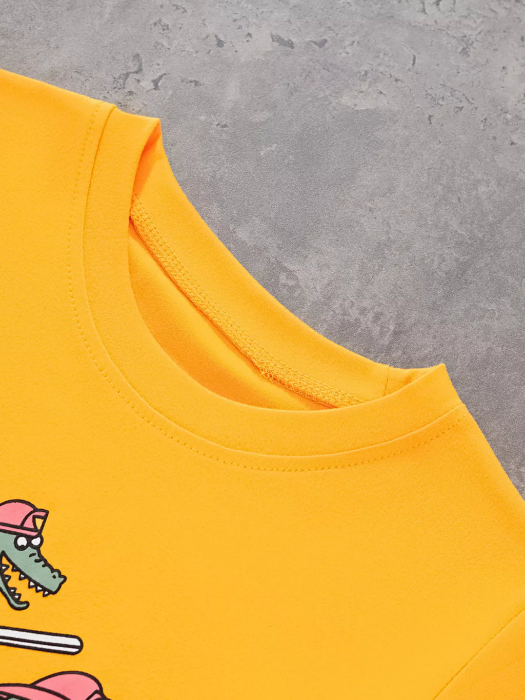 Children's Firefighter Animal Graphic Round Neck T-Shirt