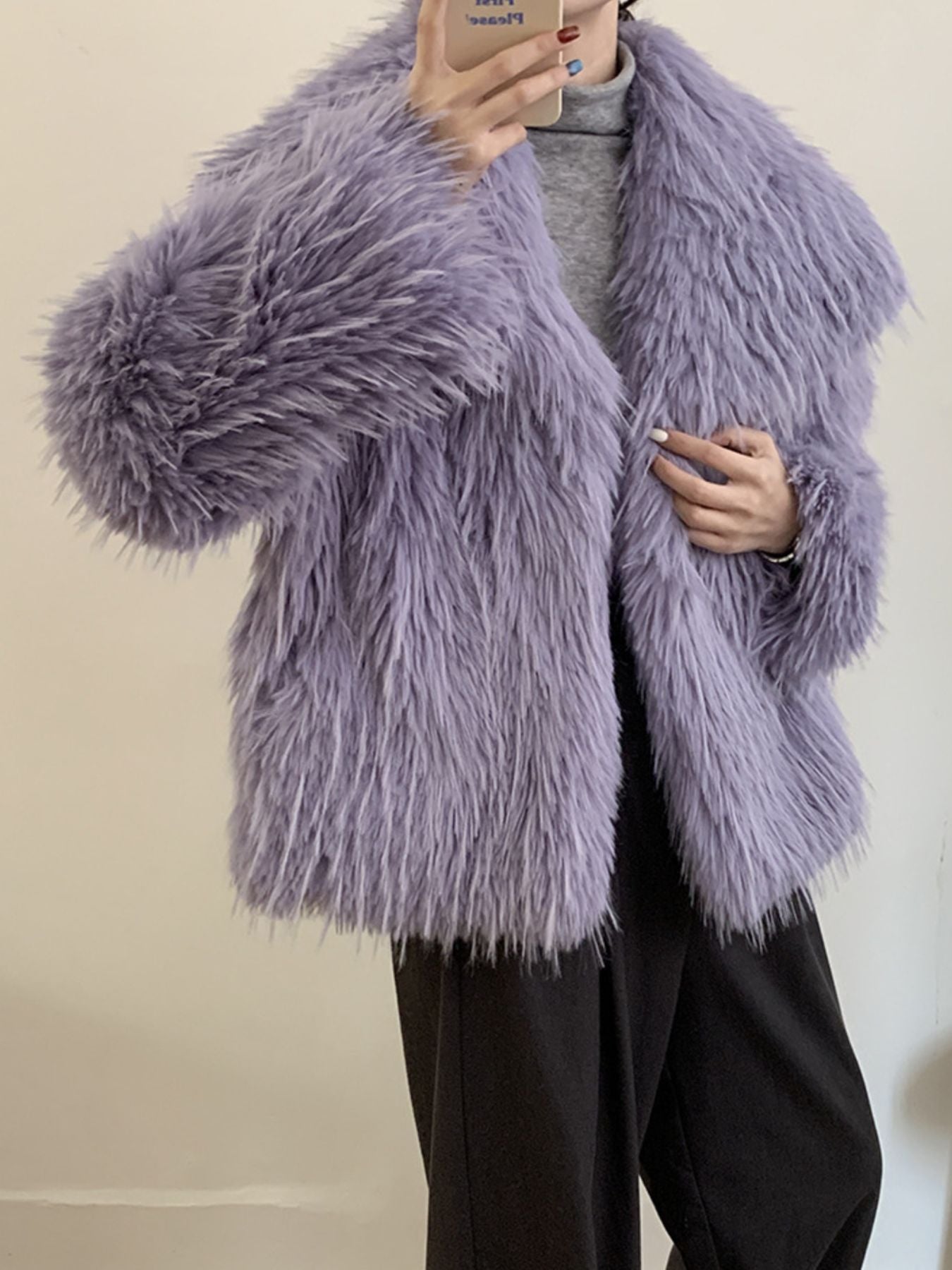 Faux Fur Open Front Outerwear