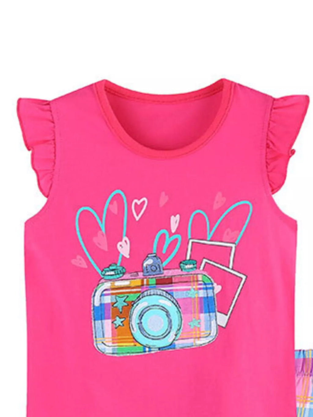 Children's Camera Embroidered Top and Shorts Set