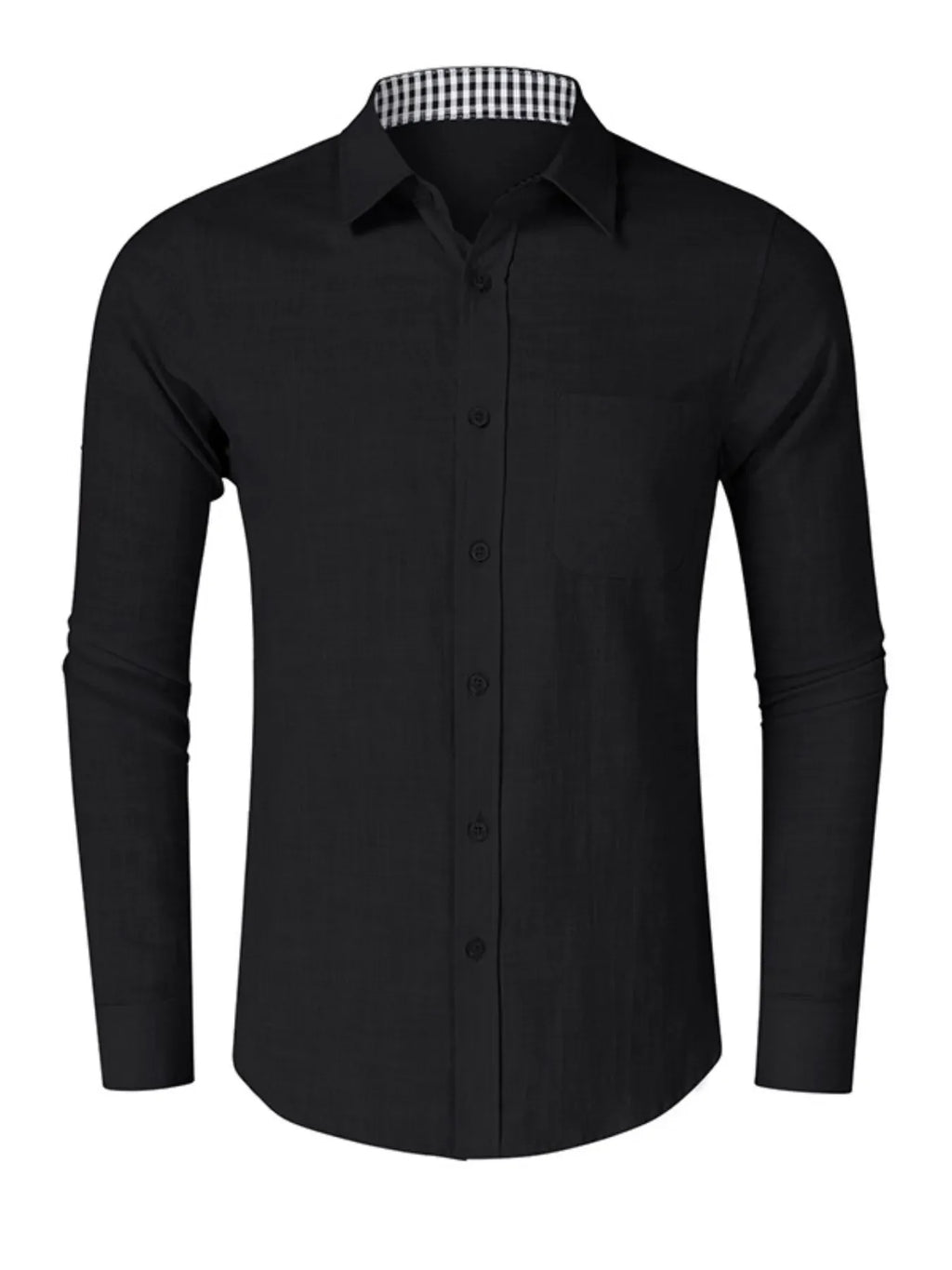 Men's Button-Down Shirt with Gingham Contrast