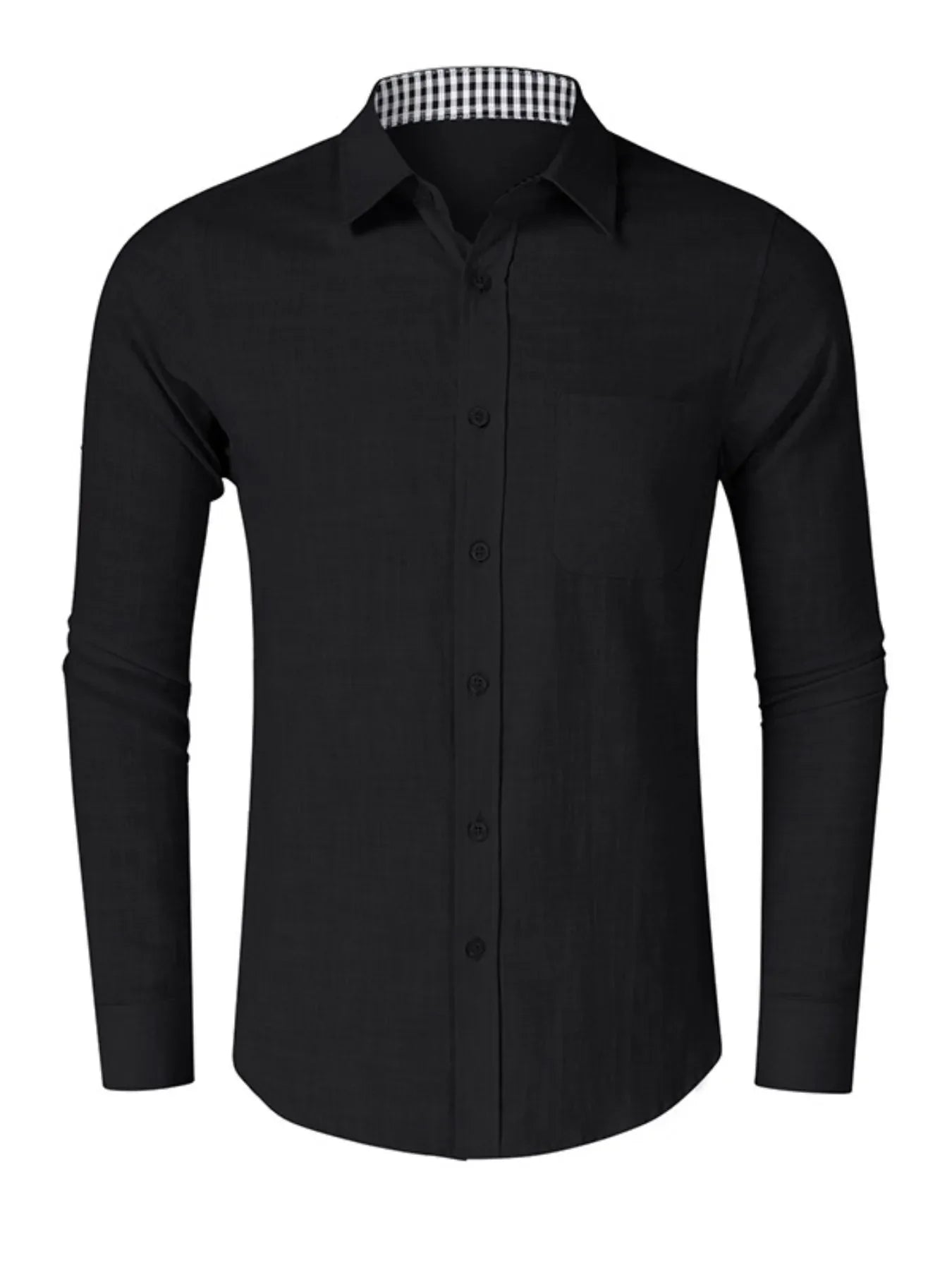 Men's Button-Down Shirt with Gingham Contrast