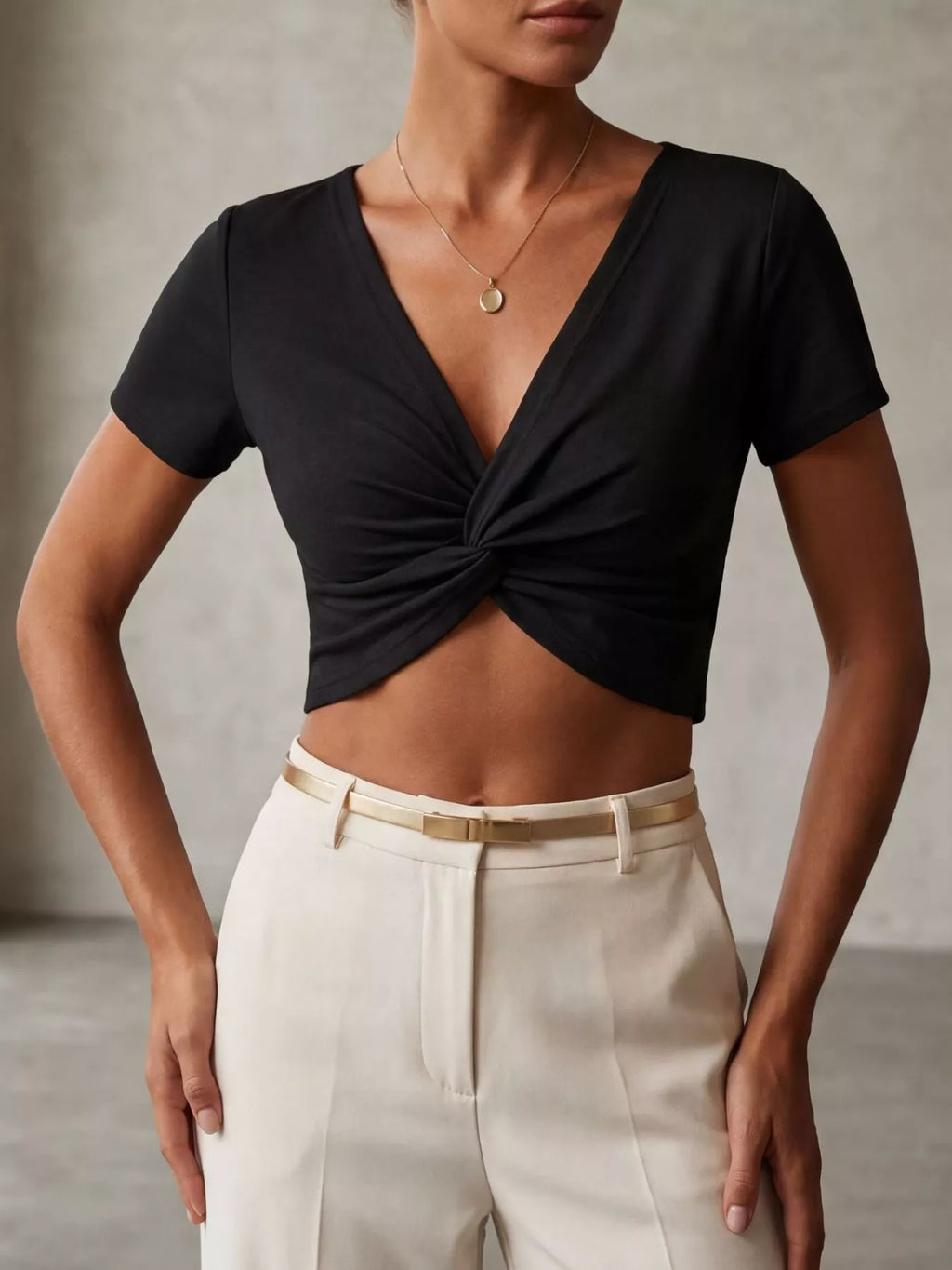 Twist-Front Cropped Top