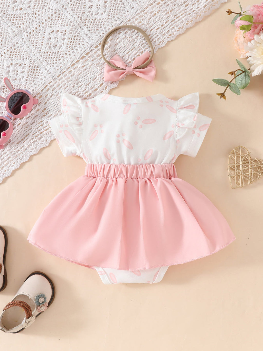Children's Bunny Applique Dress & Headband Set
