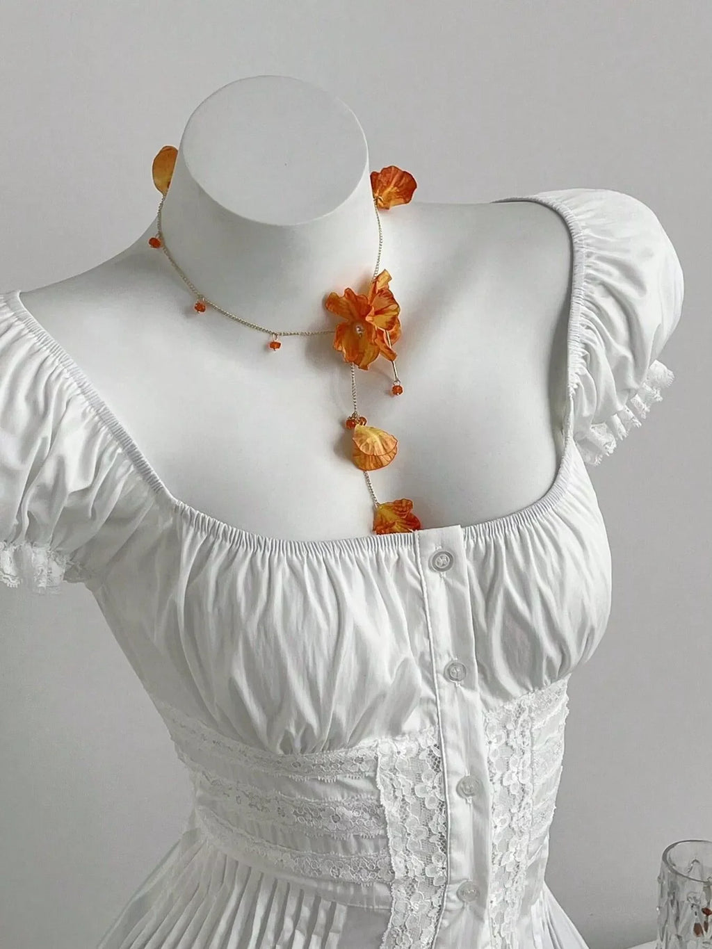 Lace Button Up Short Sleeve Shirt