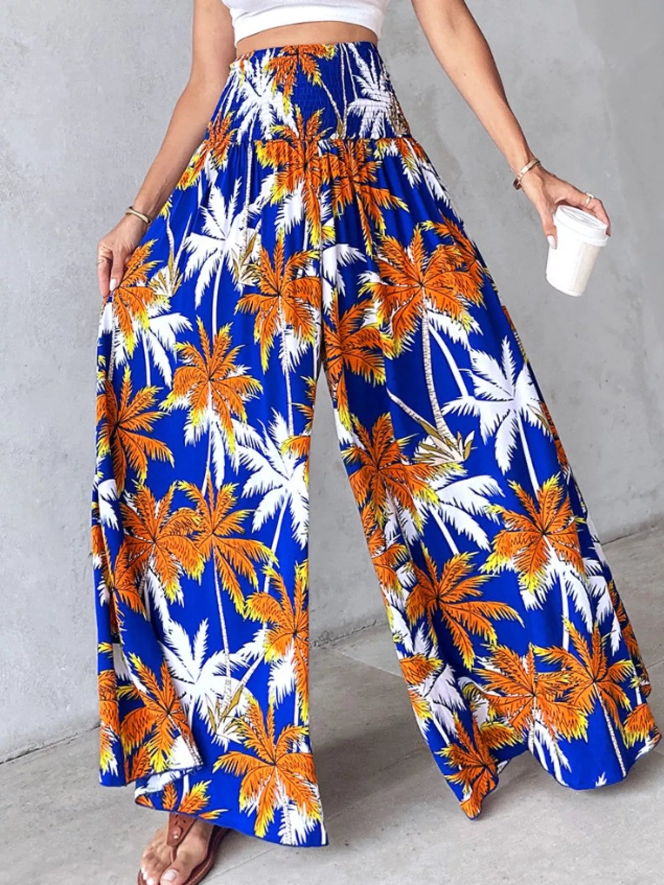 Printed Wide-Leg Pants