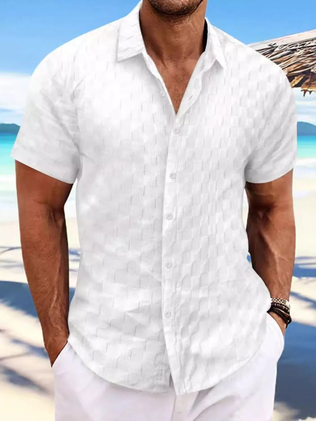 Men's Full Size Button Up Short Sleeve Shirt Plus Size