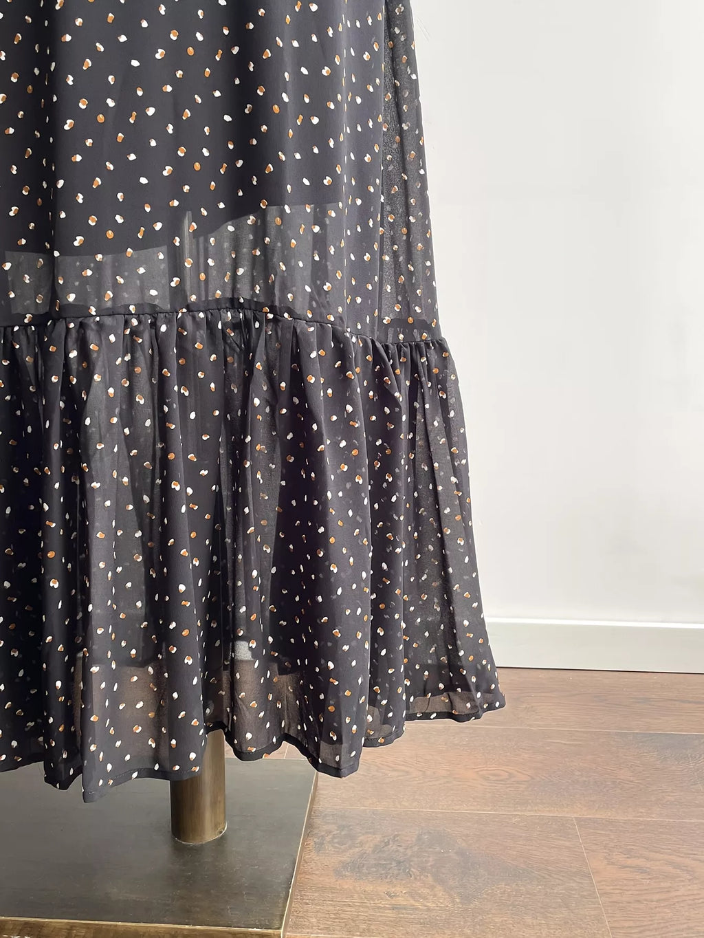 Plus Size Floral Embroidered Polka Dot Maxi Dress
