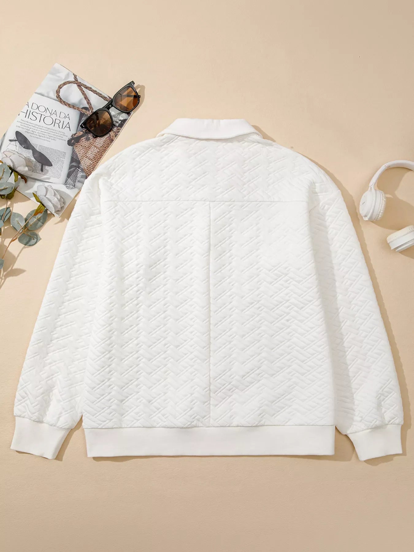 Textured Johnny Collar Sweatshirt