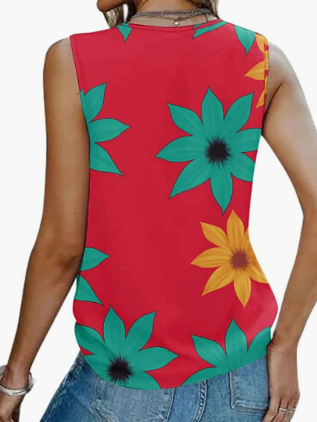 Printed V-Neck Tank