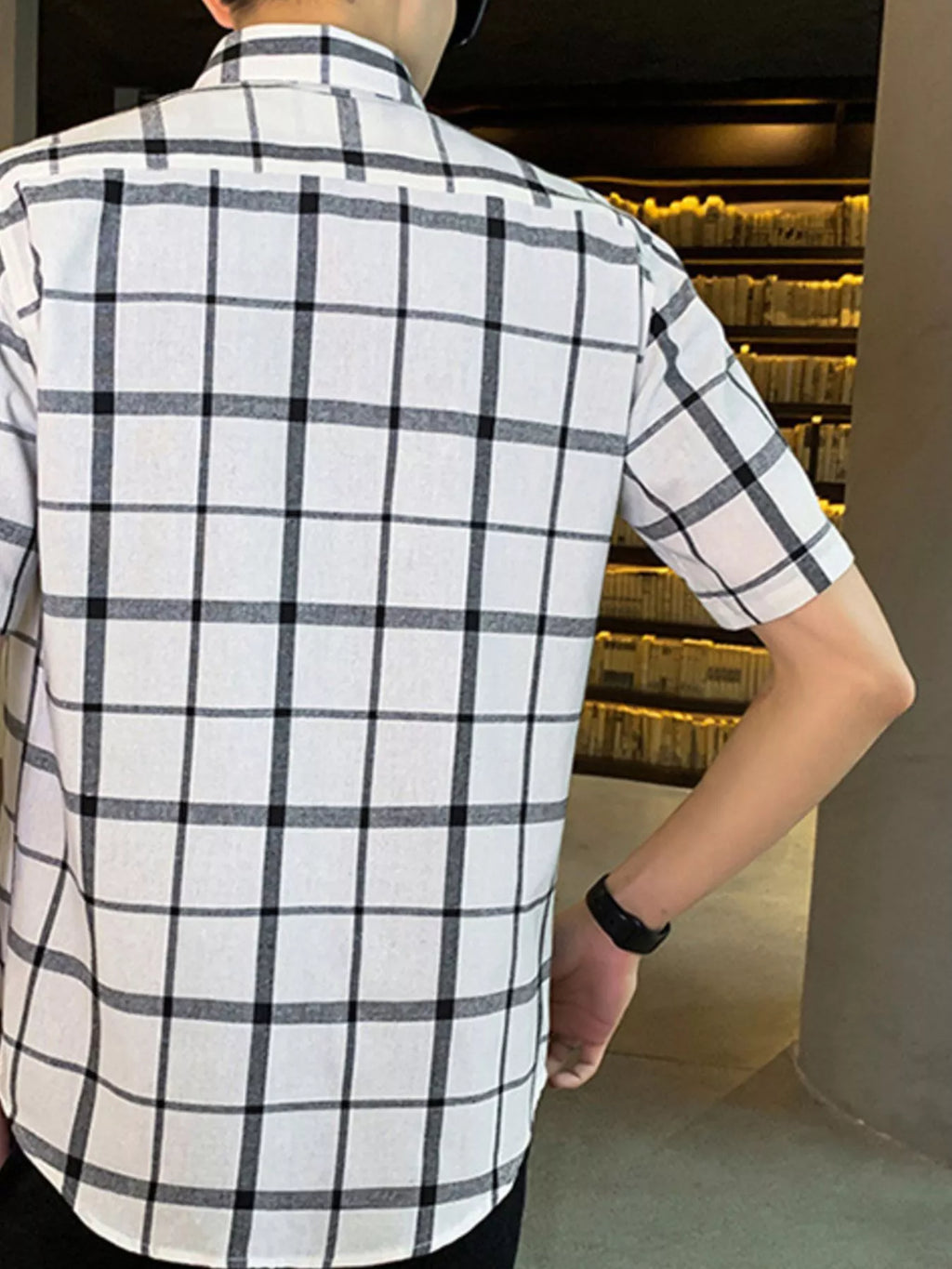Men's Plus Size Casual Plaid Short Sleeve Shirt
