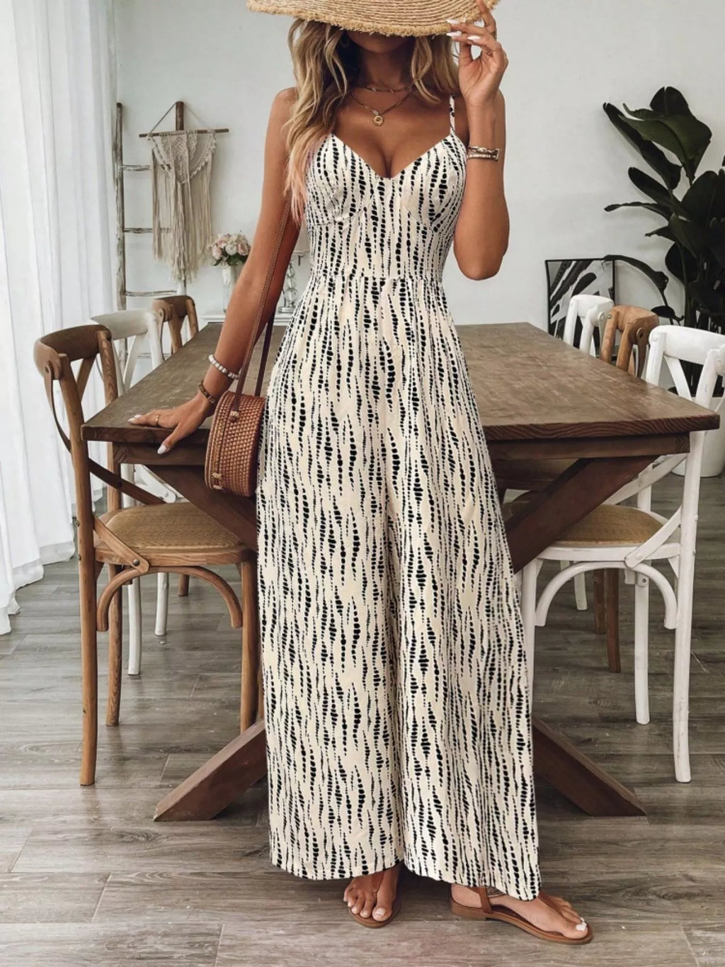 Spaghetti Strap Wide Leg Jumpsuit