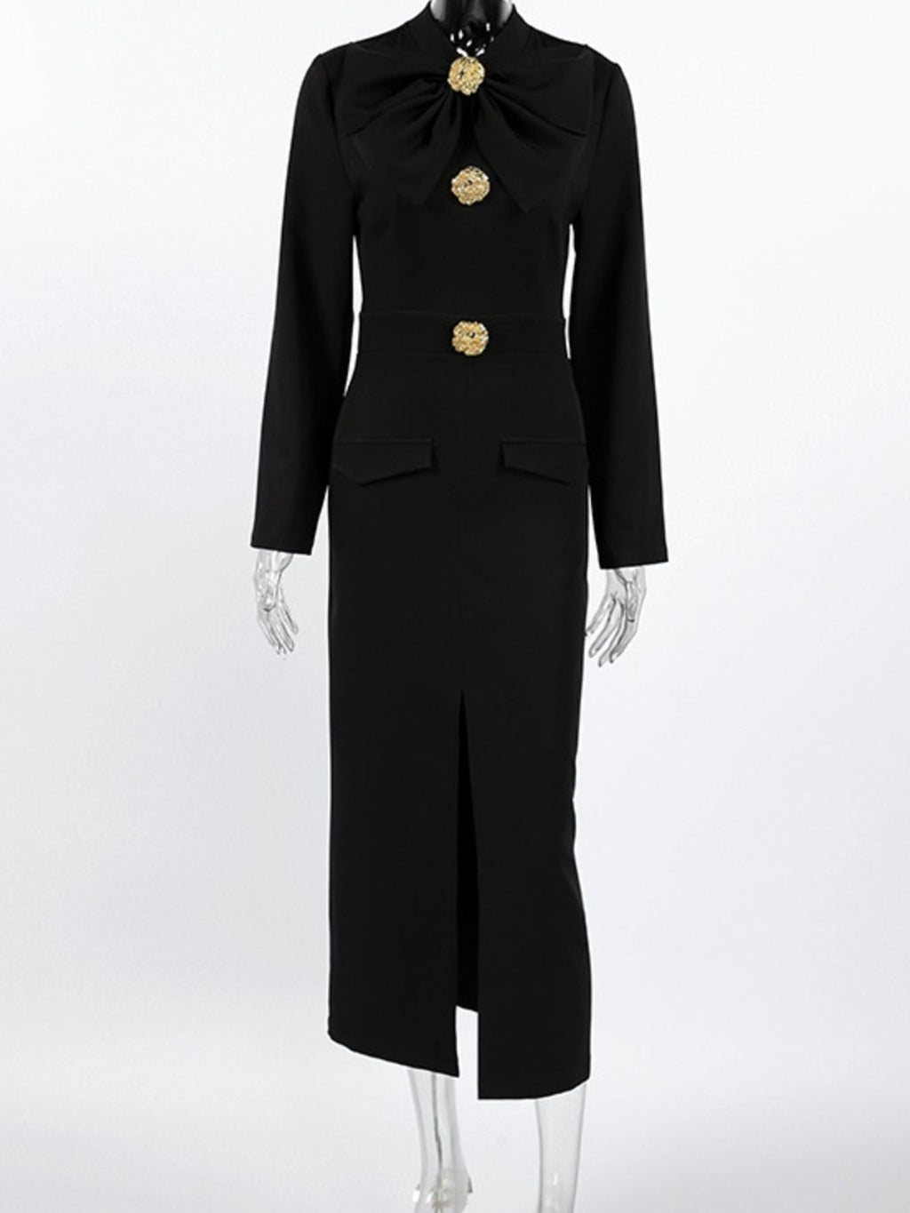 Ruched Long Sleeve Midi Dress
