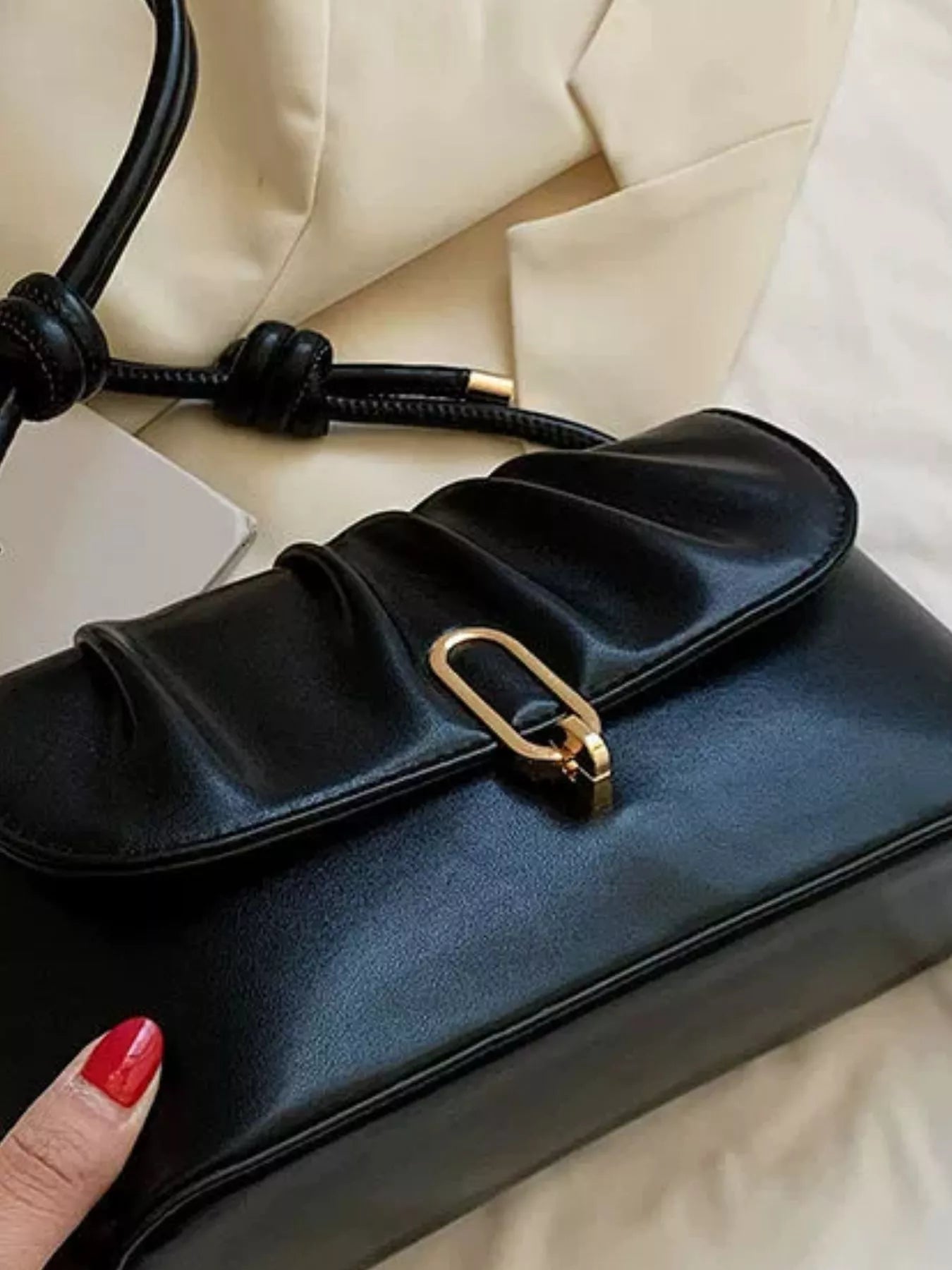 Ruched Detail Shoulder Bag
