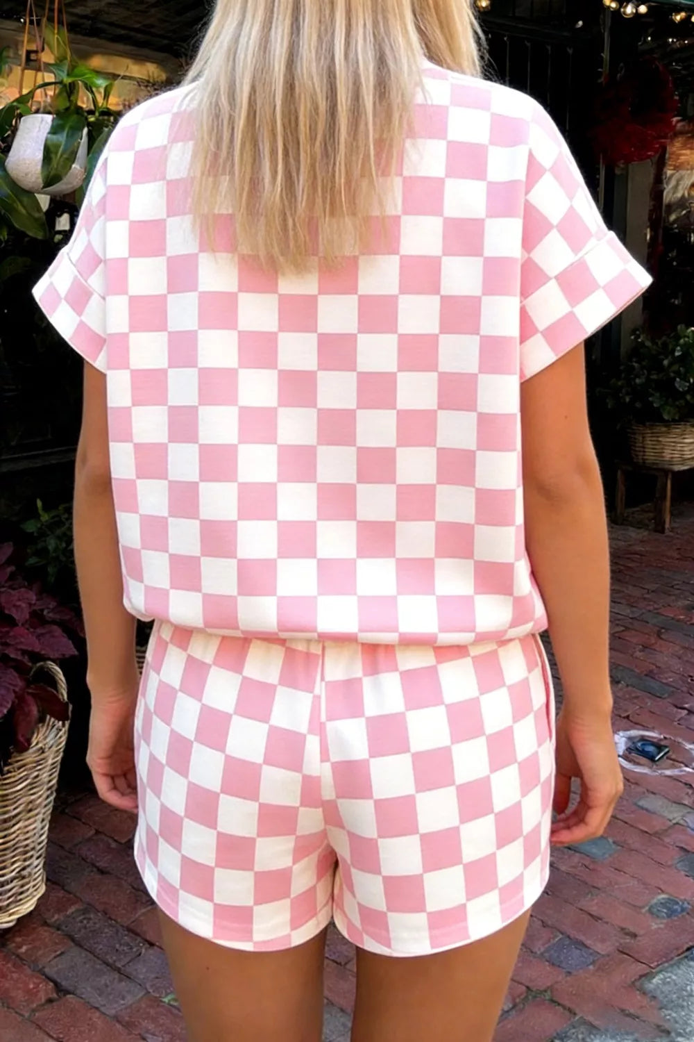 Checkerboard Short Sleeve Tee and Shorts Set