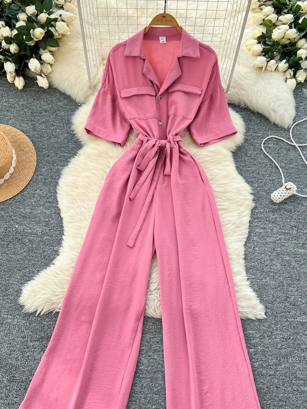 Tie Waist Wide Leg Jumpsuit