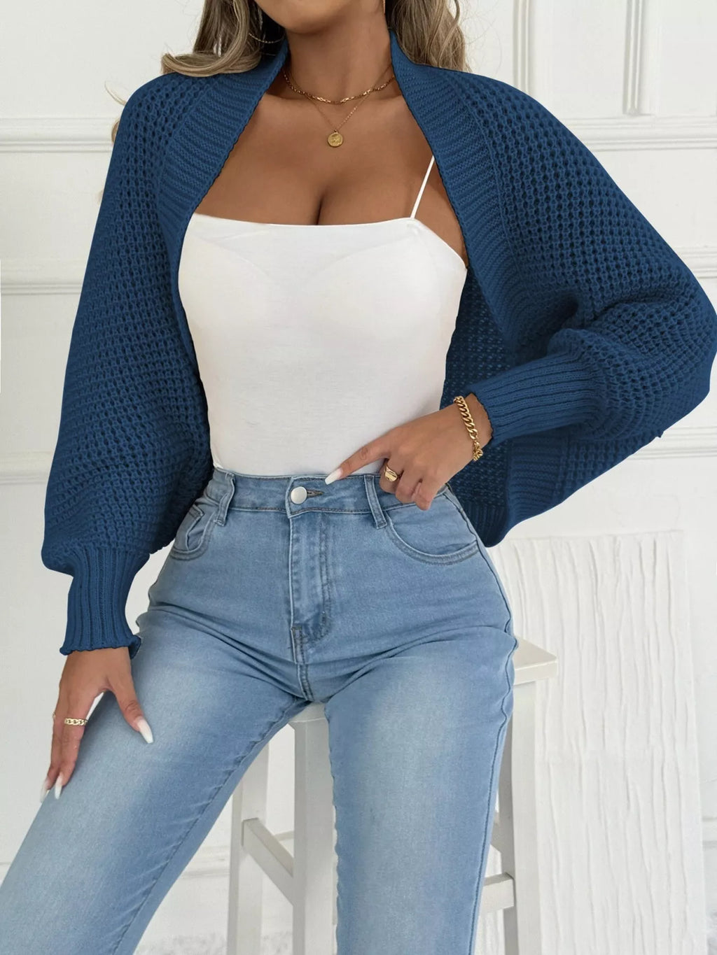 Open Front Batwing Sleeve Cardigan