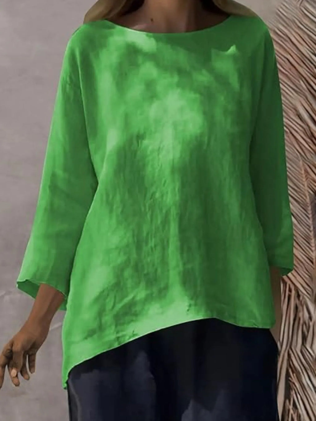 Full Size Round Neck Relaxed Fit Blouse Plus Size
