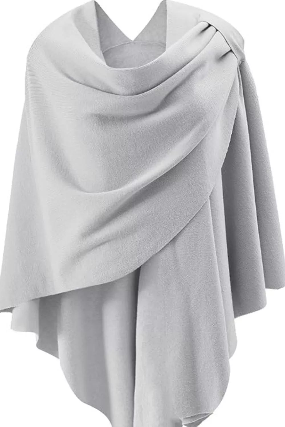 Draped Knitted Split Cape Shawl with Strap