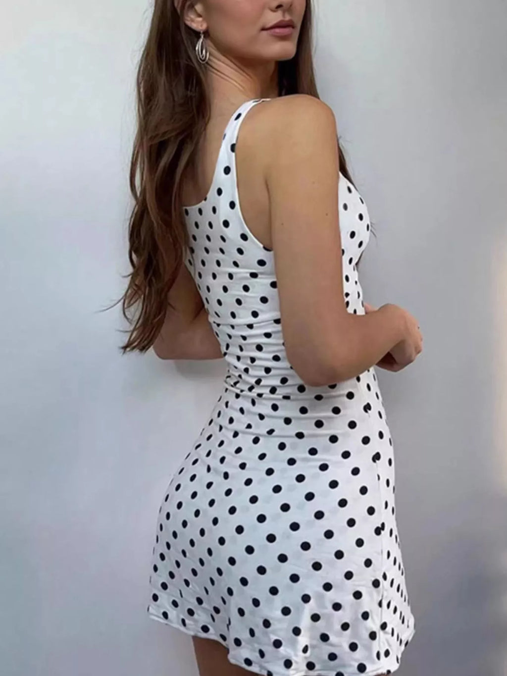Polka Dot Tie-Front Mini Dress