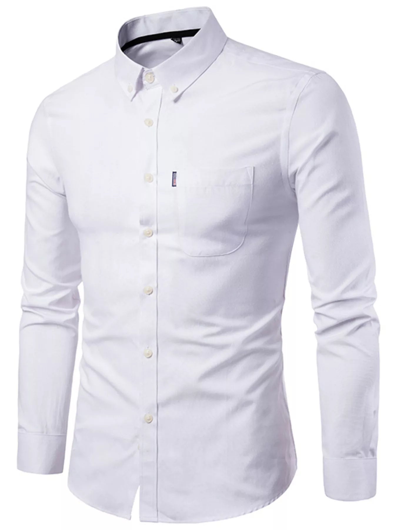Men's Plus Size Slim Fit Long Sleeve Button-Down Shirt