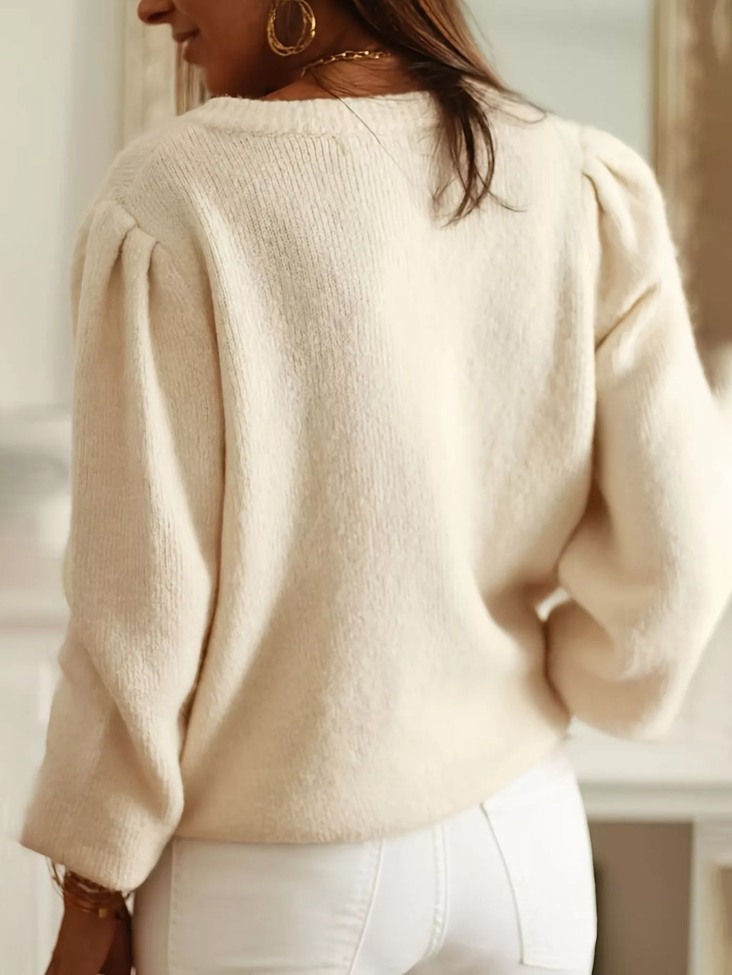 Button-Down Eyelet Long Sleeve Cardigan