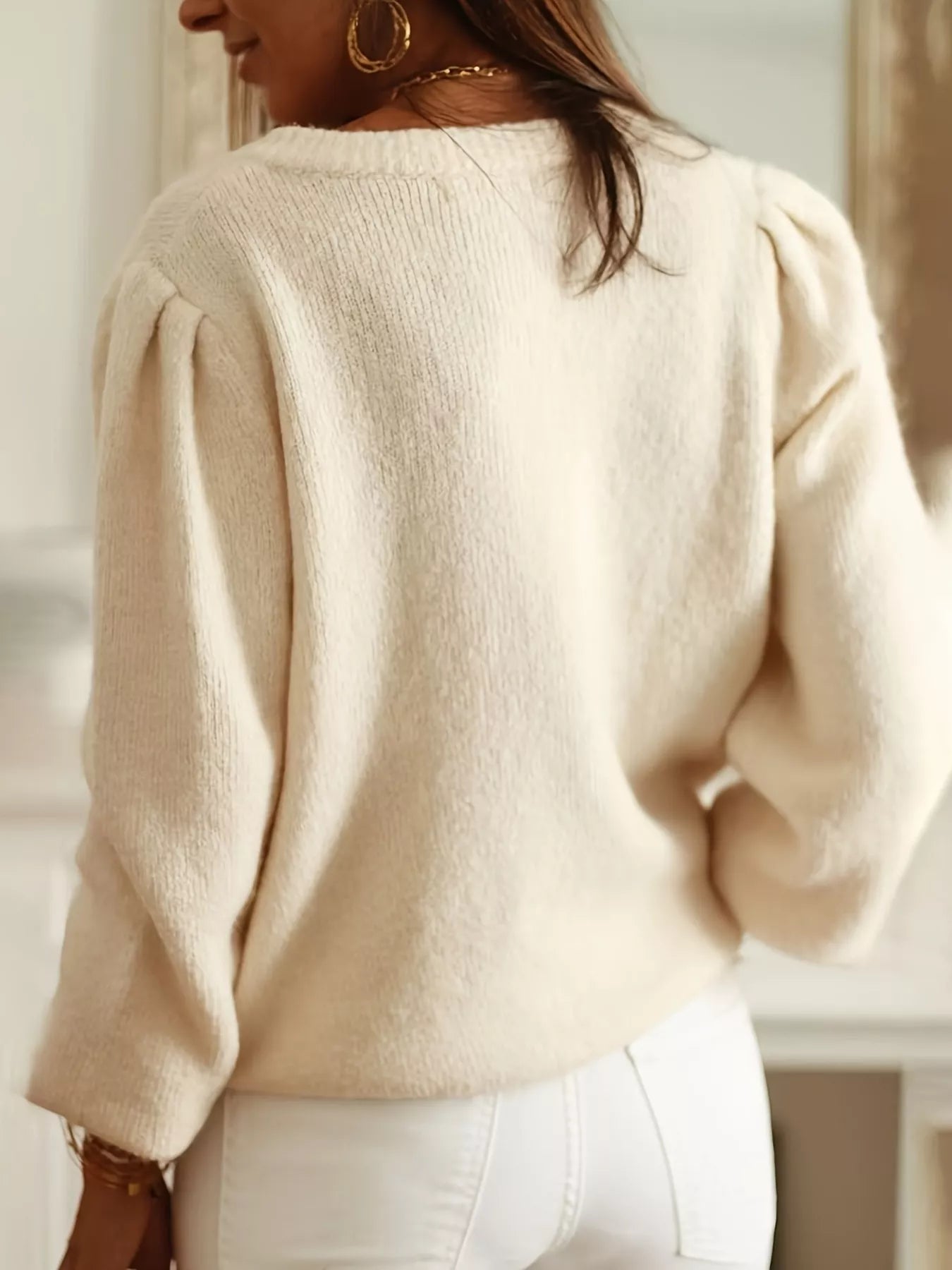 Button-Down Eyelet Long Sleeve Cardigan