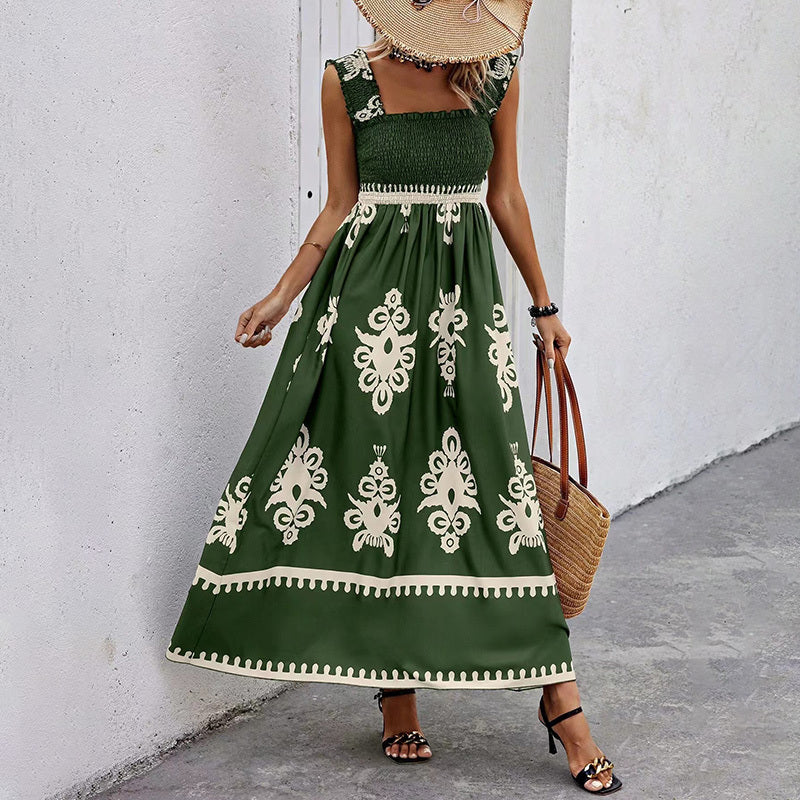 Women’s Wide-Strap Printed Maxi Dress