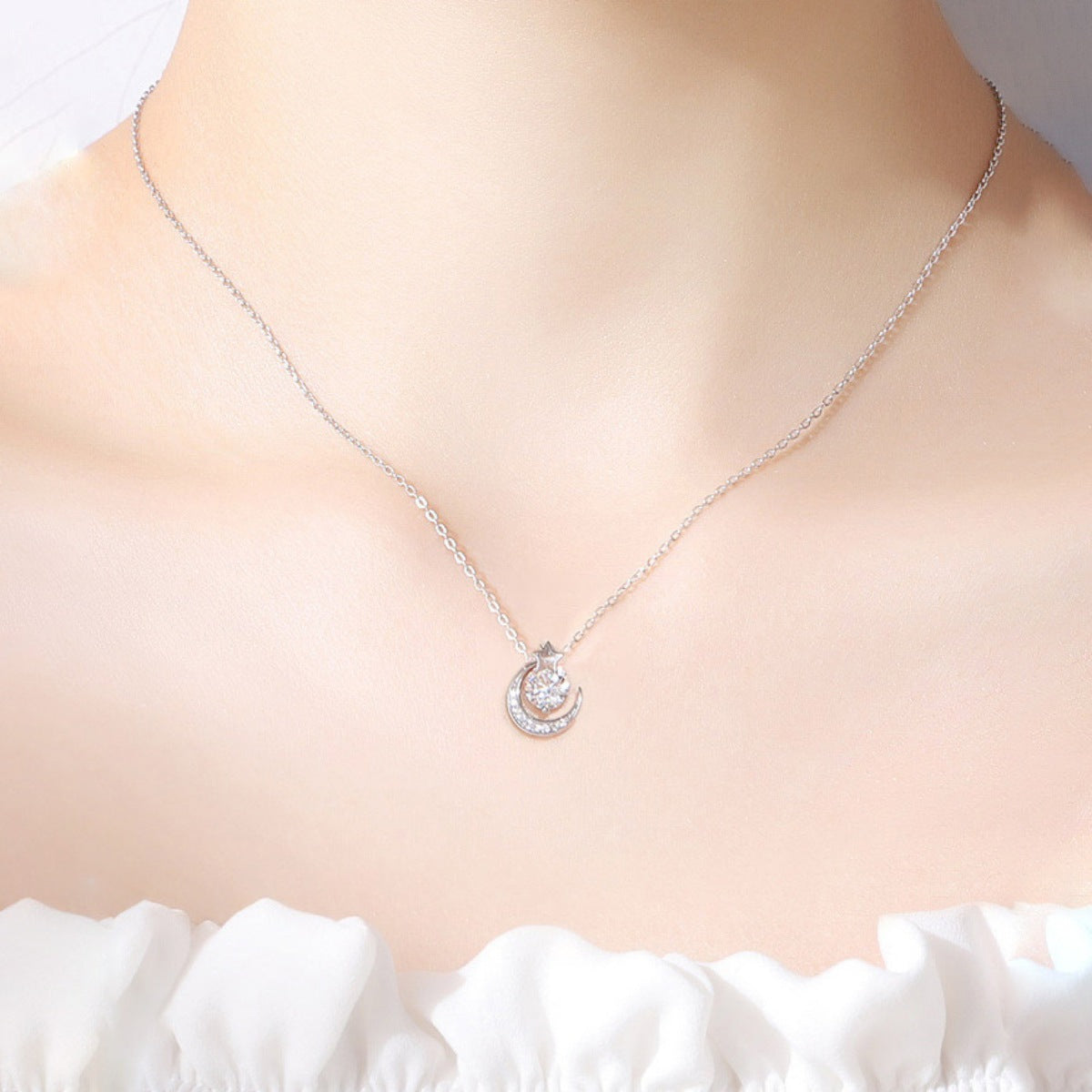 Star and Moon Pendant Necklace
