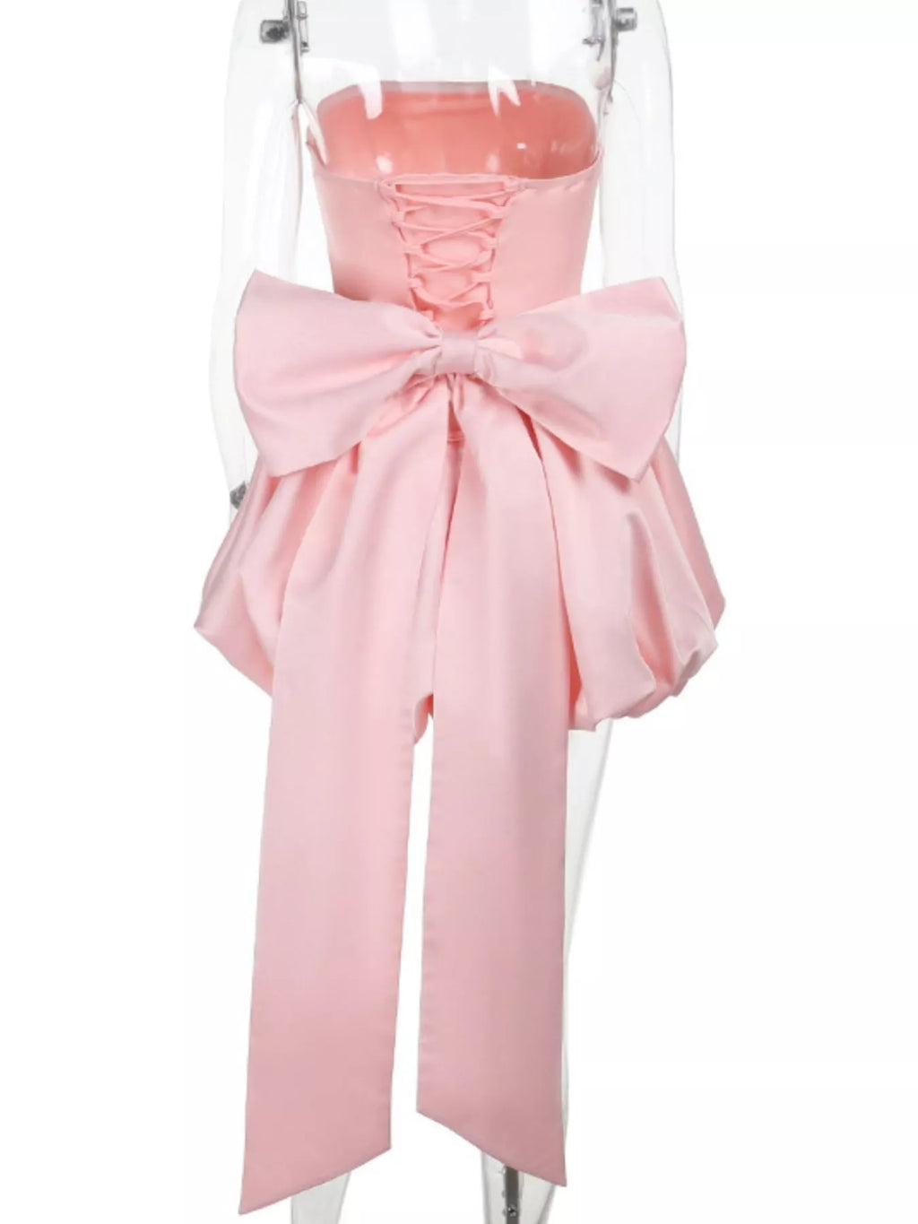 Elegant Strapless Bowknot Bubble Hem Mini Dress