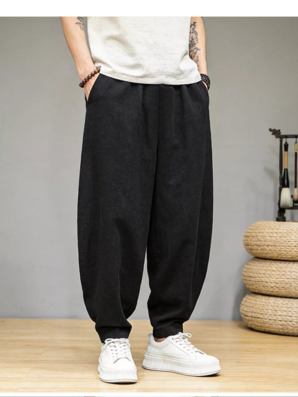 Men's Plus Size Loose Fit Pants with Pockets