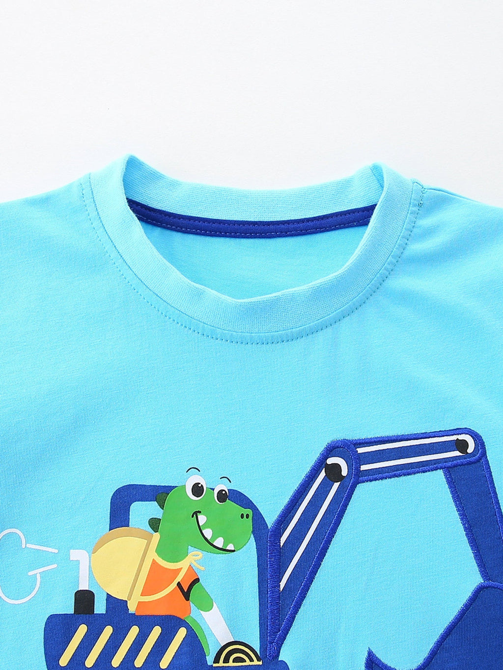 Children's Cartoon Excavator Print Tee and Shorts Set