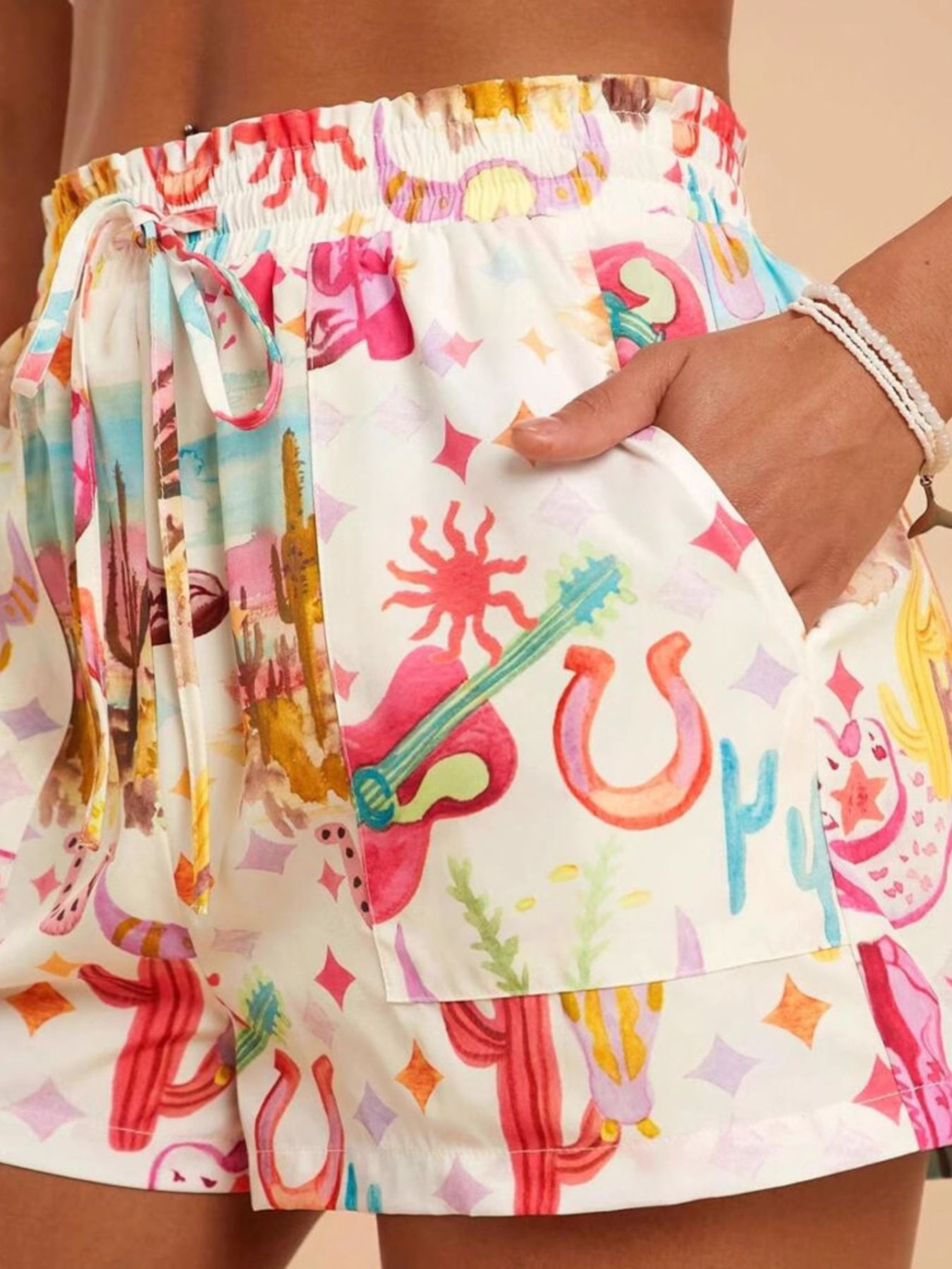 Drawstring Printed Shorts